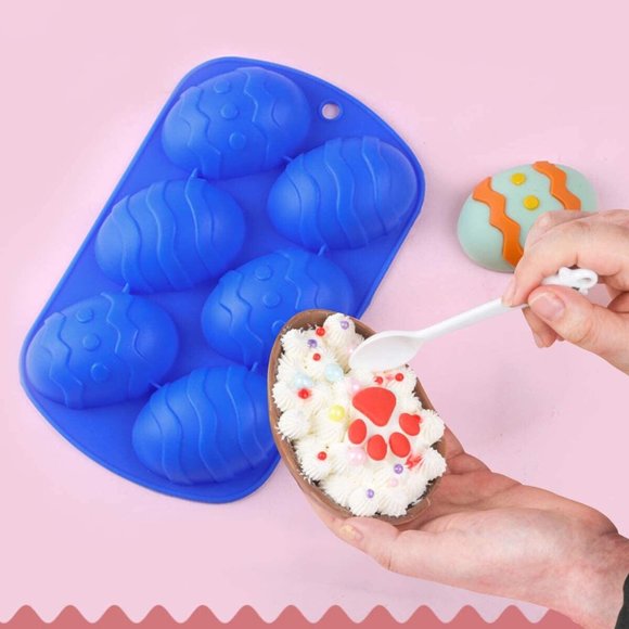 2 pcs New Easter Egg Shaped Silicone Chocolate Candy Mold, Baking Molds Candy - Picture 3 of 7